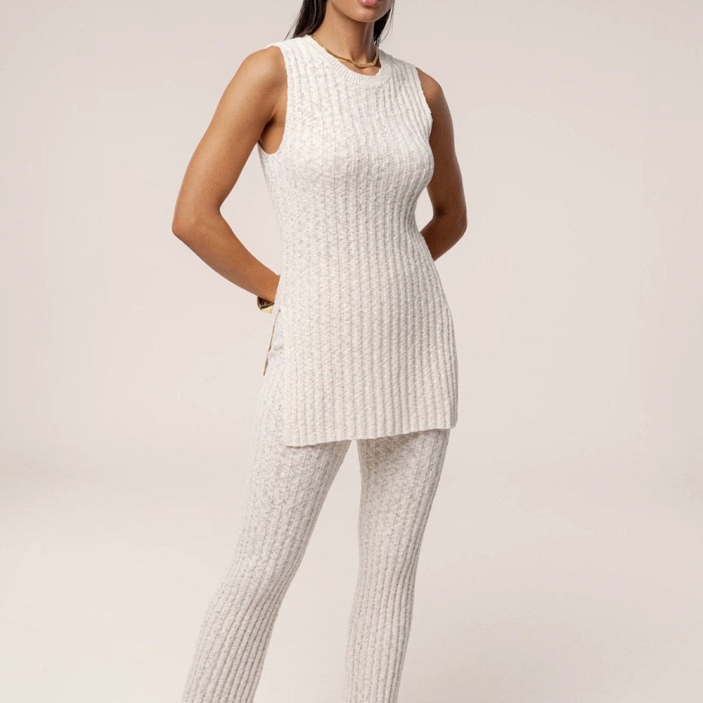 Sleeveless Knit Jumpsuit in Cream